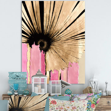 Pink Gerbera Flower On Abstract Fusion I - Traditional Living Room Wall Decor